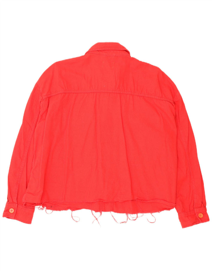 Jaqueta bomber feminina Topshop Petite Crop Oversized Reino Unido 16 grande algodão vermelho