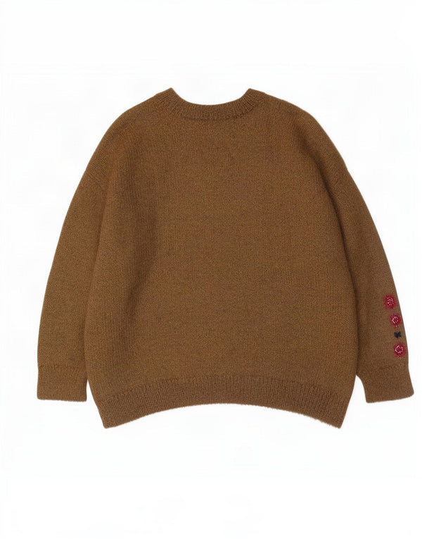 Suéter feminino Niki Line com gola redonda Reino Unido 18 XL cáqui listrado mohair
