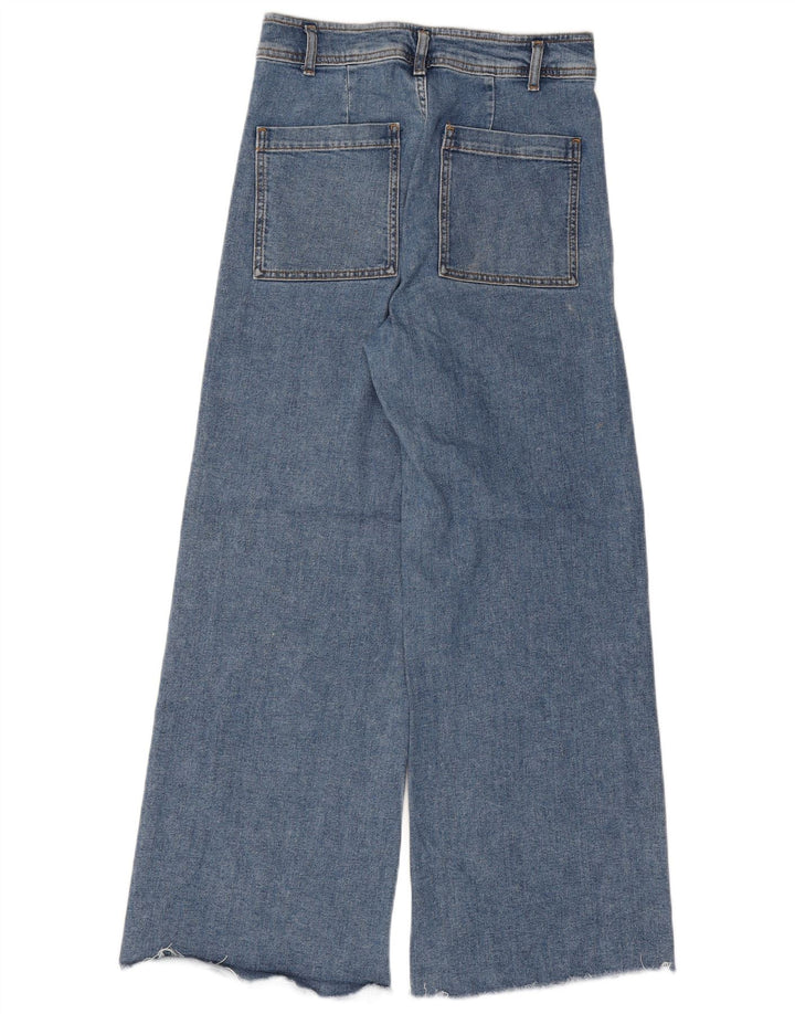 Calça jeans feminina Zara de perna larga EU 40 médio W30 L29 azul