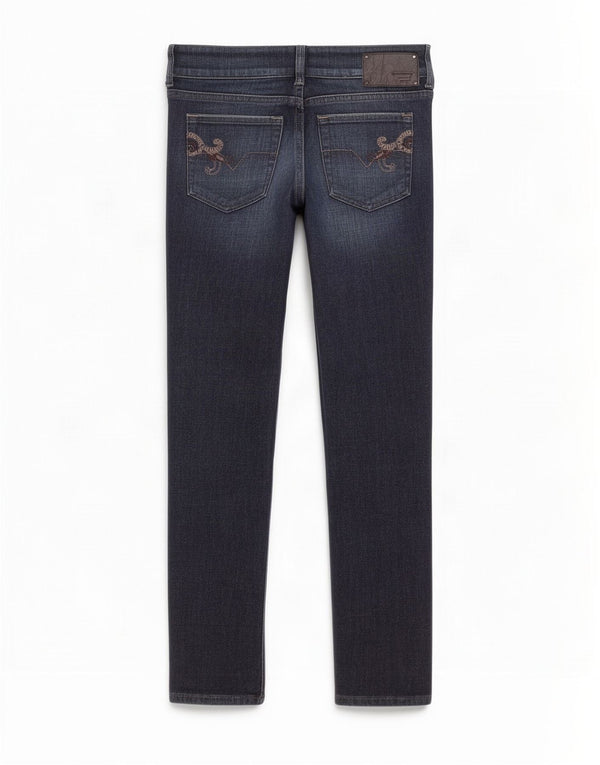 Jeans feminino Diesel cintura baixa cortado W27 L25 algodão azul marinho