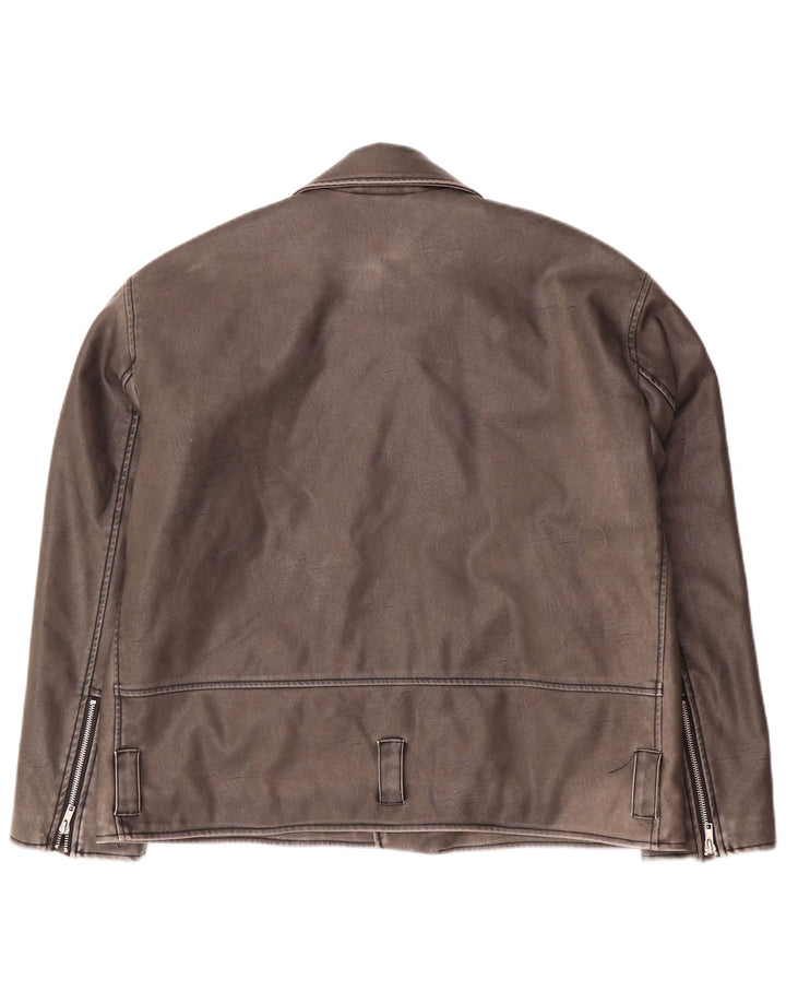 Jaqueta masculina de couro sintético URBAN OUTFITTERS UK 38 cinza médio