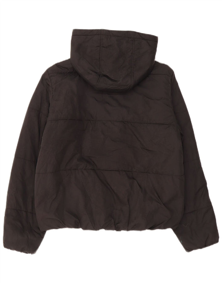 Jaqueta feminina acolchoada com capuz Marks & Spencer Reino Unido 12 poliéster preto médio