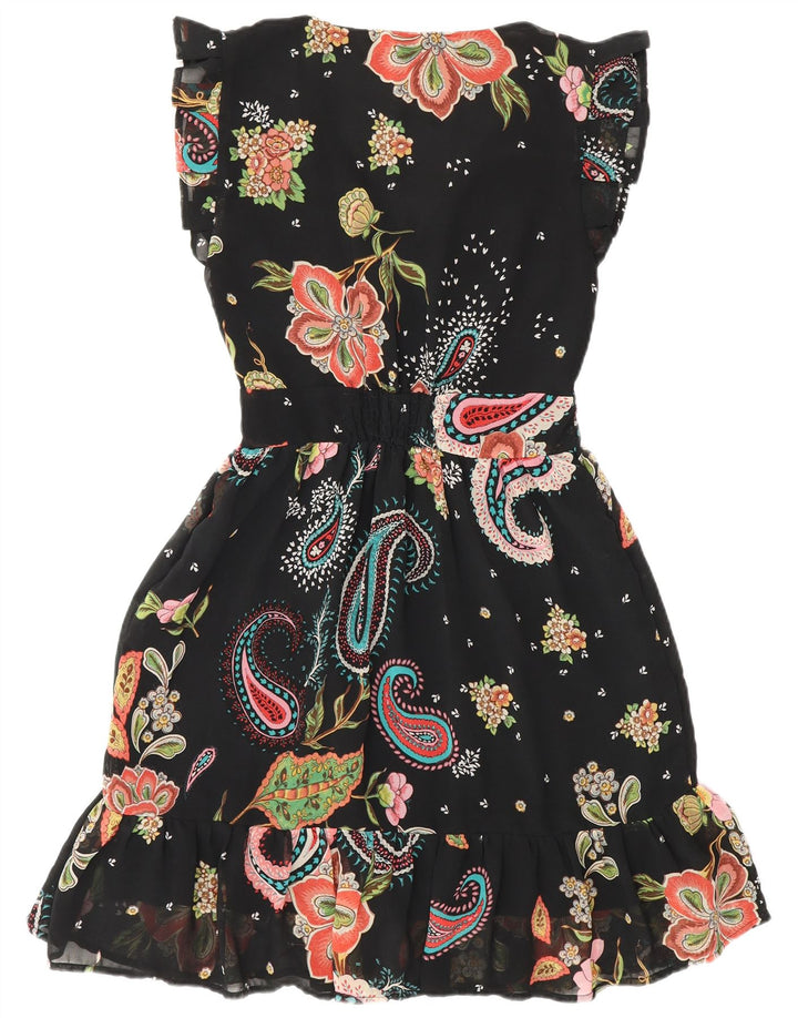 Vestido feminino Liu Jo em camadas UK 12 médio preto paisley