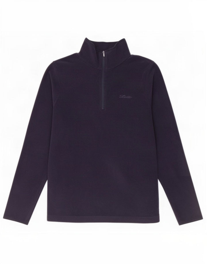 Lotto masculino com zíper e gola de lã, pequeno, azul marinho, poliéster