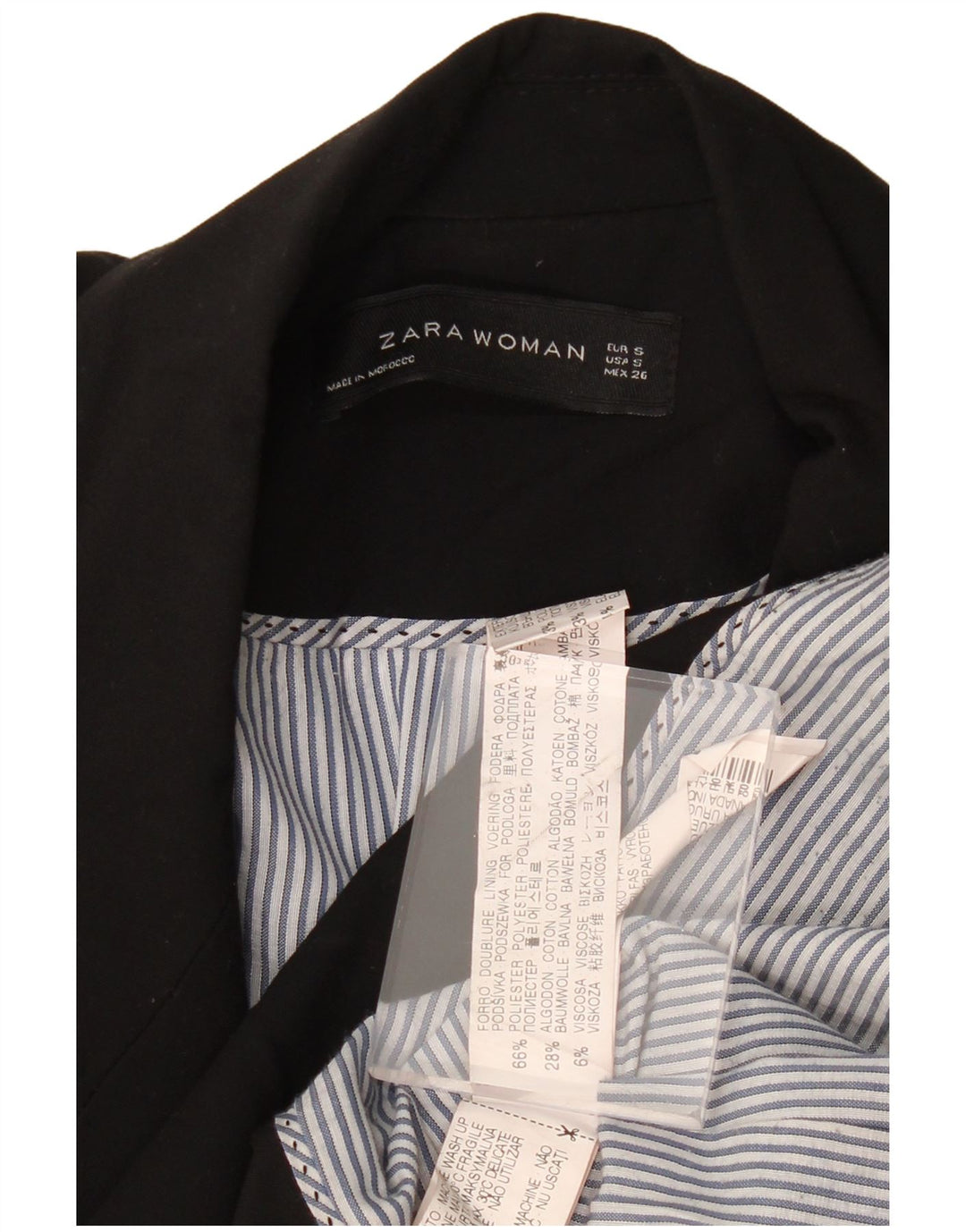 ZARA Jaqueta Blazer Feminina com 1 Botão Reino Unido 10 Pequena Poliéster Preta