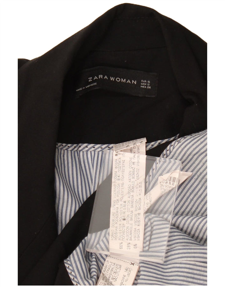 ZARA Jaqueta Blazer Feminina com 1 Botão Reino Unido 10 Pequena Poliéster Preta