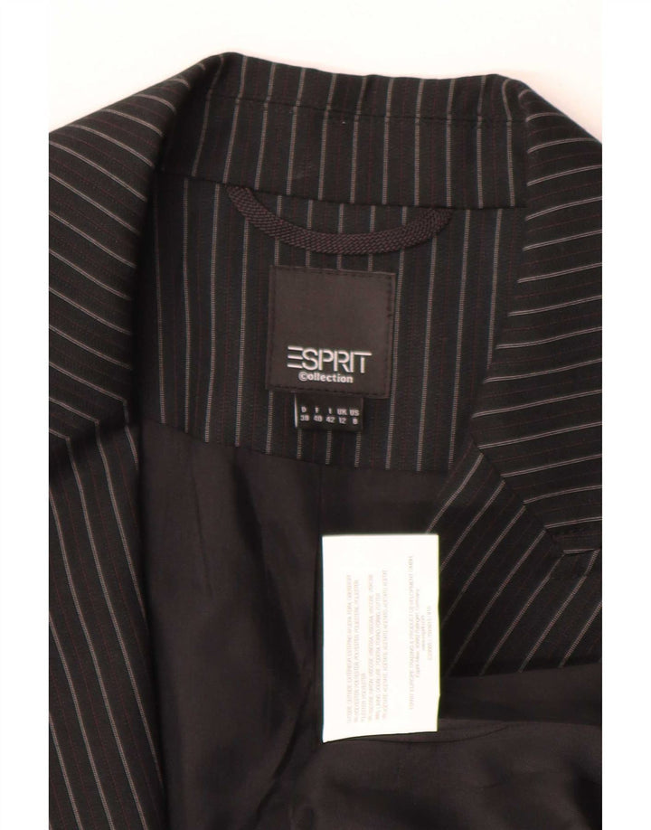 Terno feminino Esprit com 2 botões UK 12 médio W30 L30 preto listrado