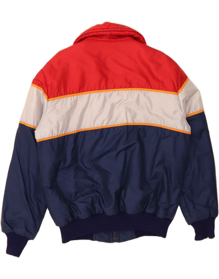 Jaqueta acolchoada masculina VINTAGE UK 40 grande poliamida colorblock multicolorida