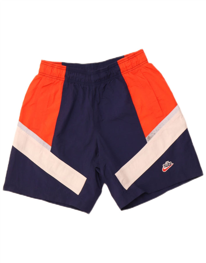 Shorts esportivos masculinos NIKE médio azul marinho colorblock poliéster