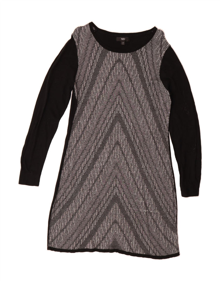 MOSSIMO Womens Jumper Dress UK 18 XL Black Chevron Cotton Vintage Mossimo and Second-Hand Mossimo from Messina Hembry 