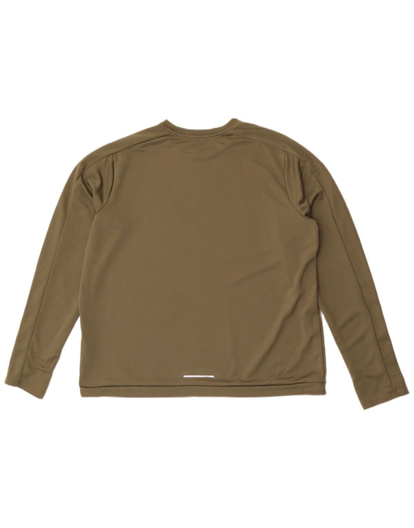 Nike Mens Dri Fit Top Long Sleeve XL Khaki Polyester