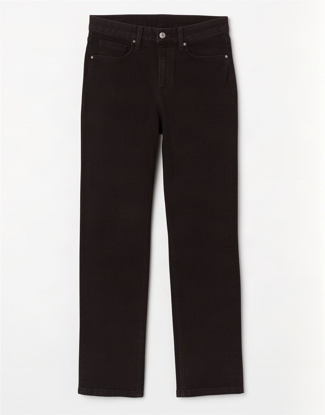 Calça jeans feminina Marks & Spencer Sienna Straight UK 12 médio W28 L28 preta