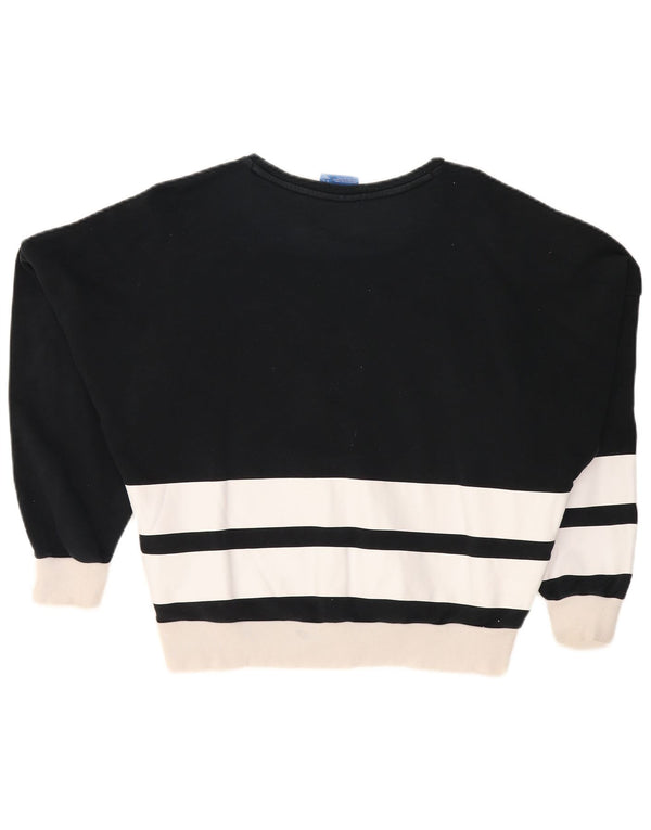 ADIDAS Womens Graphic Oversized Sweatshirt Jumper UK 6 XS  Black Striped