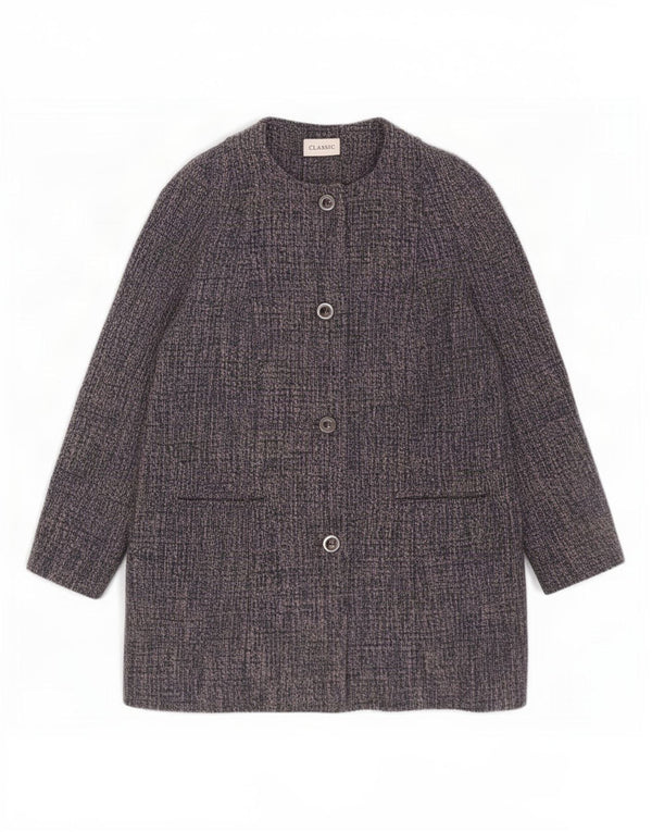 Marks & Spencer Womens Classic Overcoat UK 18 XL Blue Flecked Polyester