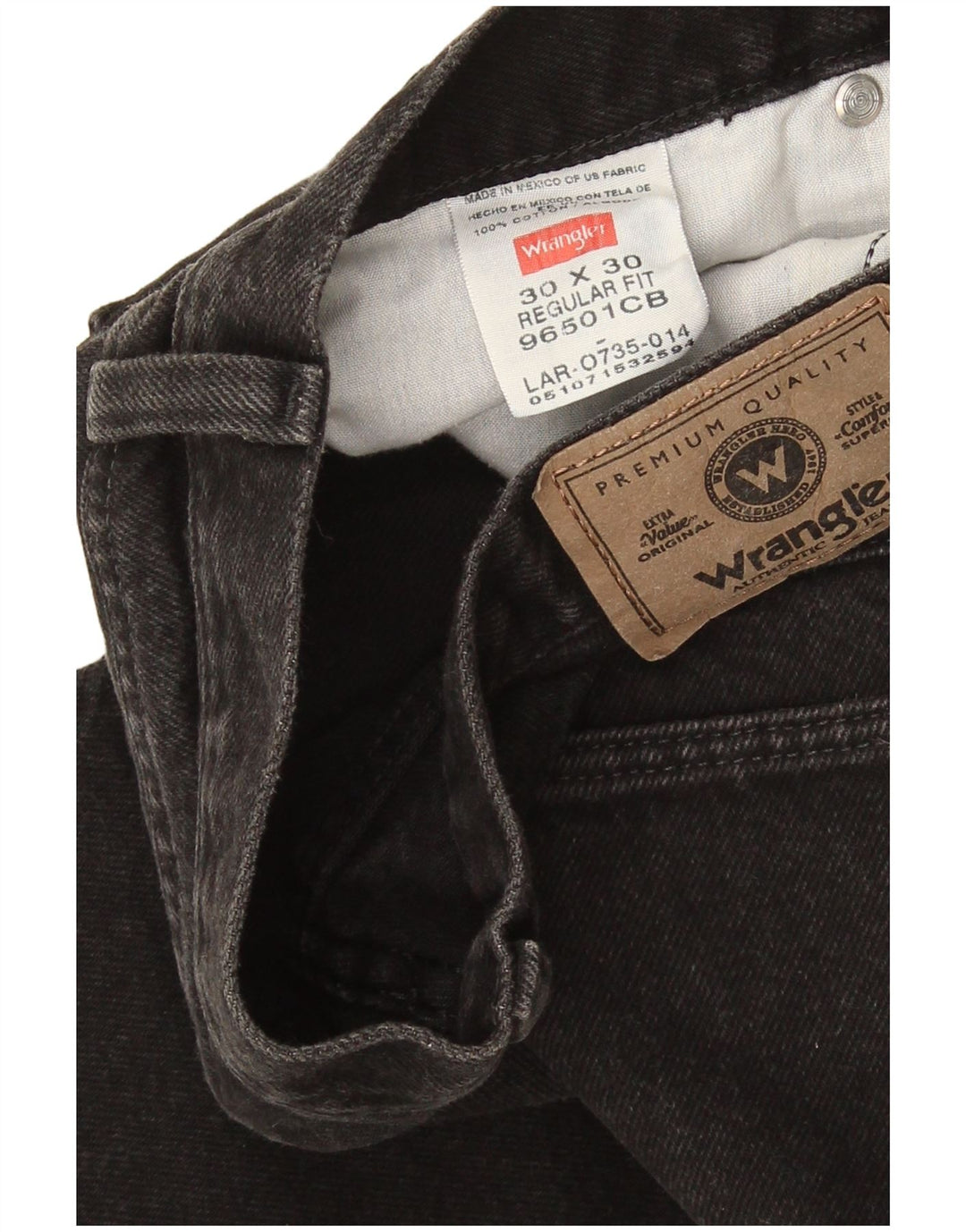 Wrangler Mens Regular Fit Straight Jeans W30 L30 Algodão Preto