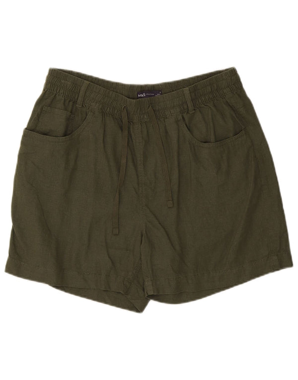 Shorts esportivos femininos Marks & Spencer Reino Unido 14 grande W32 linho verde