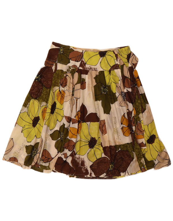 Saia feminina vintage IT 48 XL W32 algodão floral multicolorido boêmio