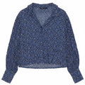 Camisa feminina Zara UK 14 azul médio estampa animal