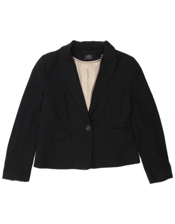 Jaqueta Blazer Feminina Marks & Spencer Crop 1 Botão Reino Unido 12 Médio Preto