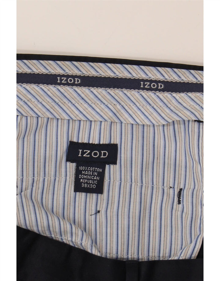 IZOD Mens Straight Suit Trousers W38 L30 Navy Blue Cotton Vintage Izod and Second-Hand Izod from Messina Hembry 