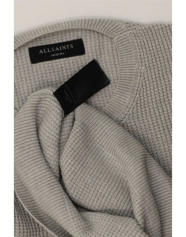 Suéter masculino All Saints com gola redonda e algodão cinza médio