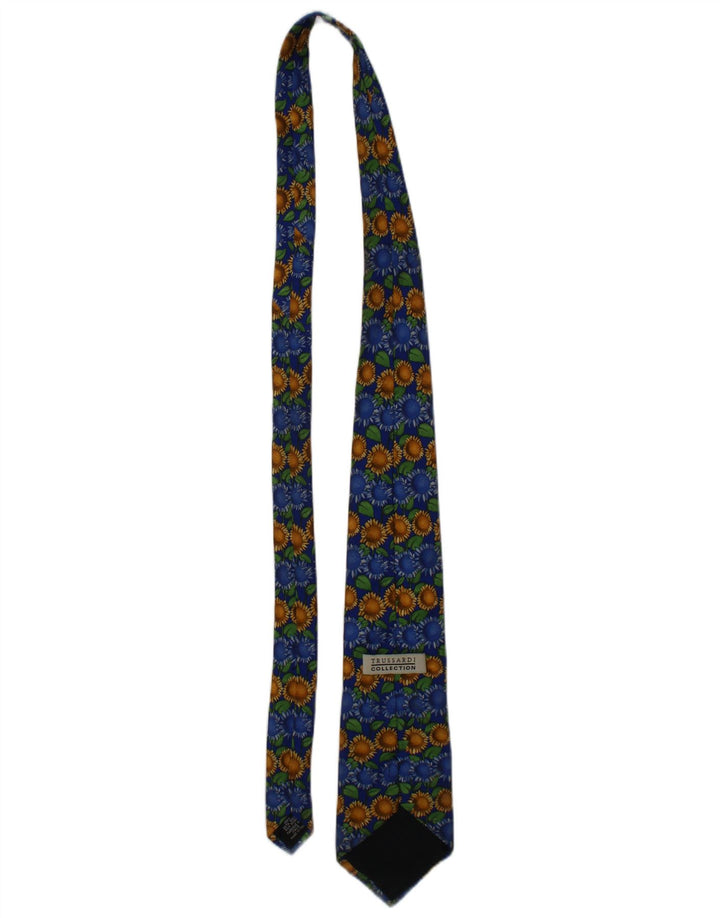 Trussardi Gravata gráfica masculina tamanho único azul floral seda