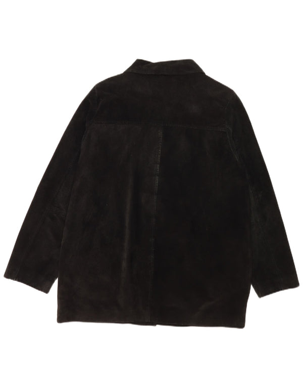 Jaqueta de camurça feminina vintage Reino Unido 18 XL couro preto