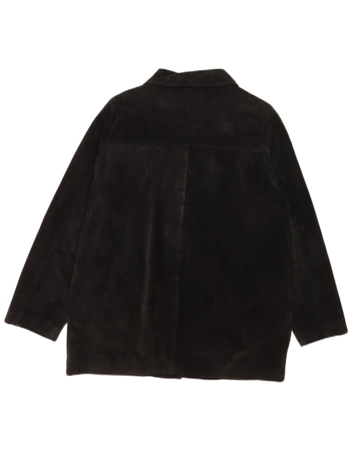 Jaqueta de camurça feminina vintage Reino Unido 18 XL couro preto