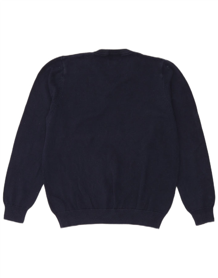 Suéter masculino Marks & Spencer com decote em V grande algodão azul marinho