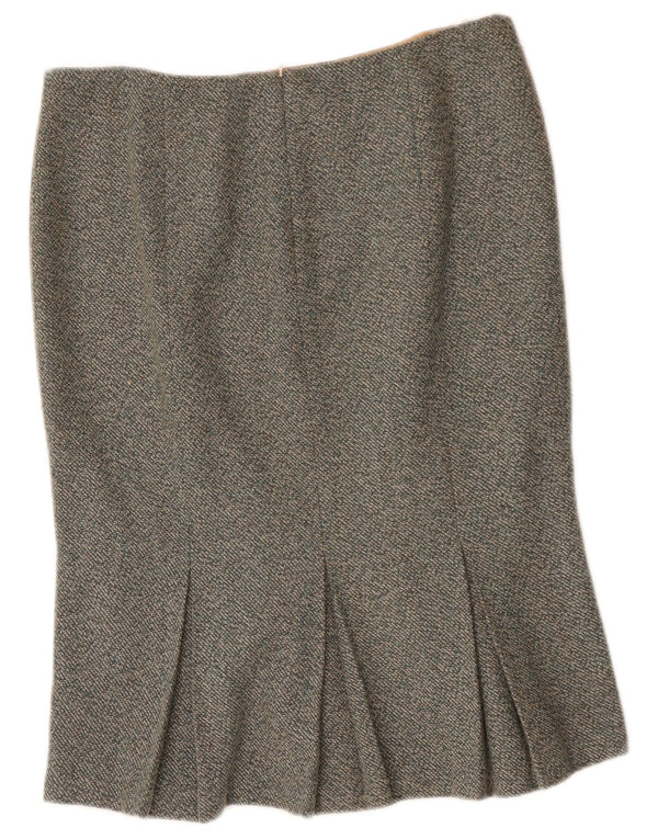 Saia sereia feminina Benetton IT 46 grande poliéster manchado verde W34
