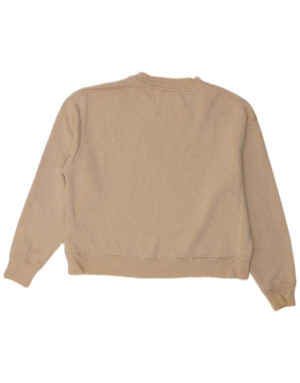Calvin Klein Jeans Feminino Crop Graphic Moletom Jumper Reino Unido 14 Médio Bege