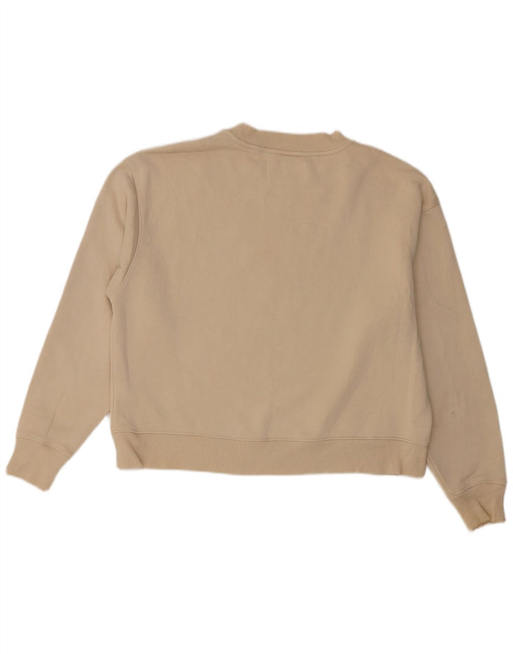 Calvin Klein Jeans Feminino Crop Graphic Moletom Jumper Reino Unido 14 Médio Bege