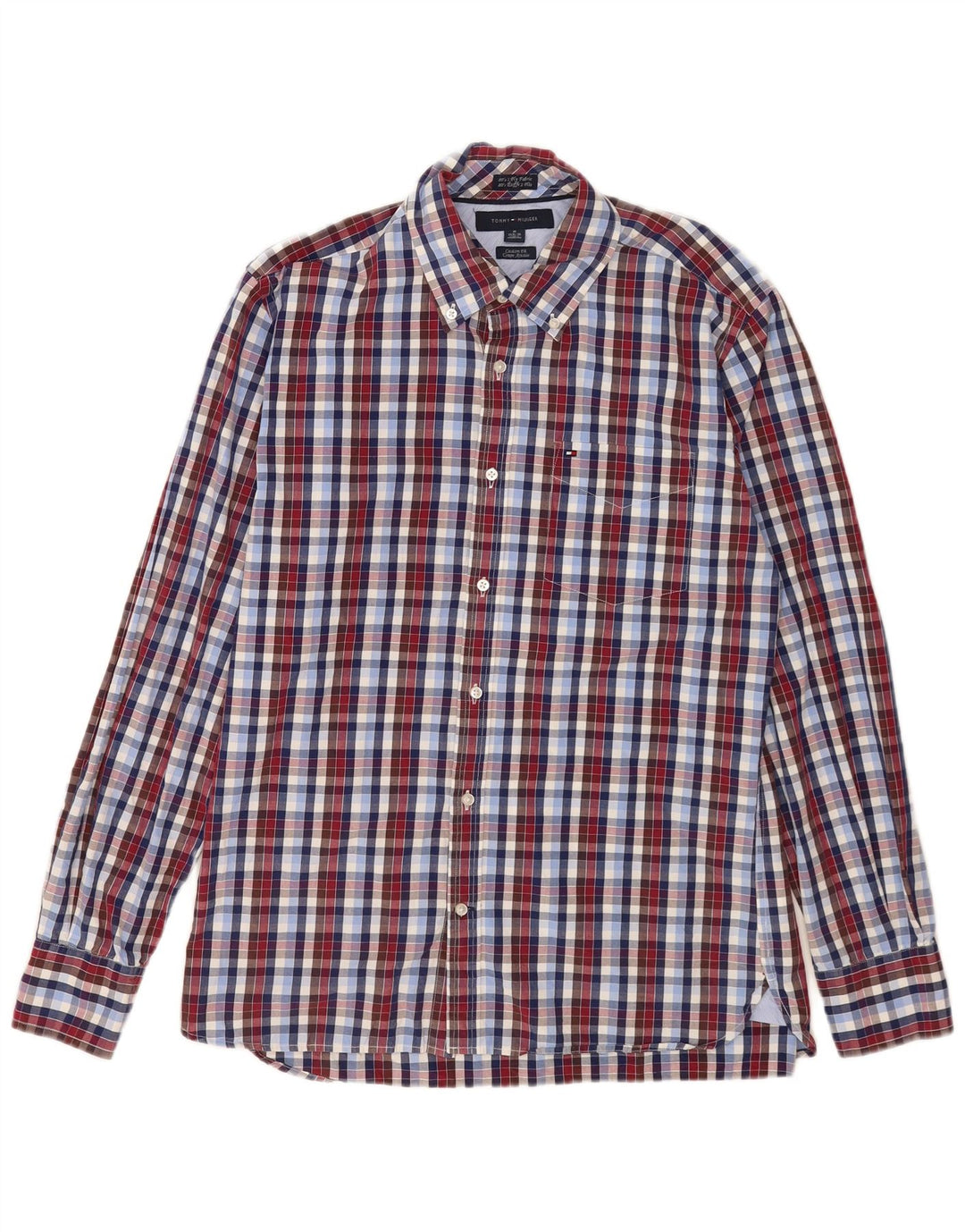 Camisa masculina Tommy Hilfiger tamanho 15 1/2 16 xadrez multicolorido médio
