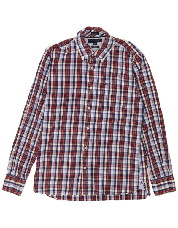 Camisa masculina Tommy Hilfiger tamanho 15 1/2 16 xadrez multicolorido médio
