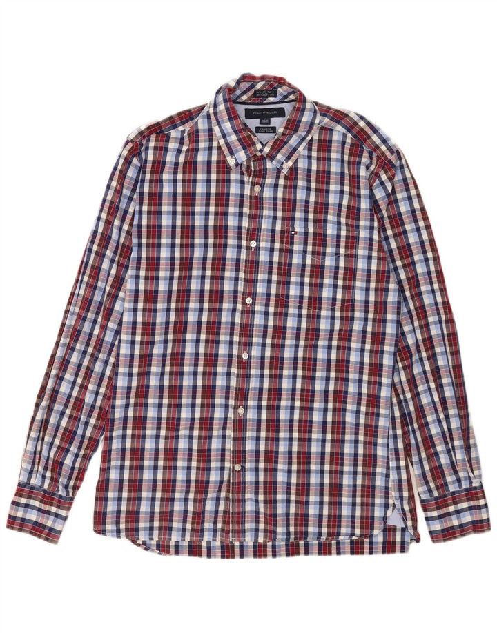 Camisa masculina Tommy Hilfiger tamanho 15 1/2 16 xadrez multicolorido médio