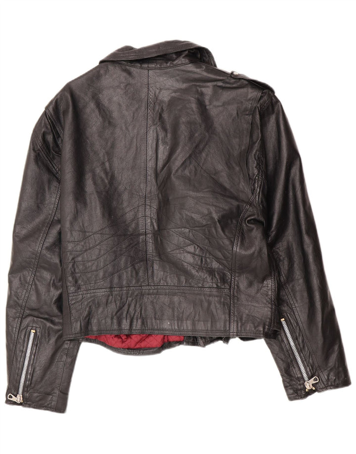 Jaqueta masculina vintage de couro para motociclista IT 52 XL preta