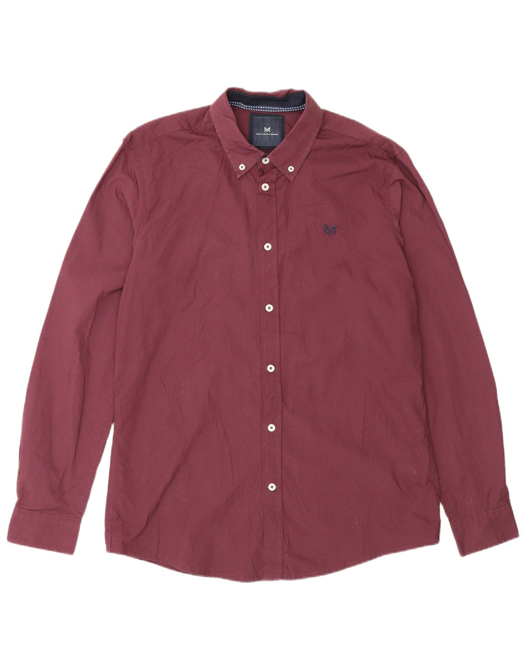 Camisa masculina Slim Fit Crew Clothing Médio Borgonha Manchada