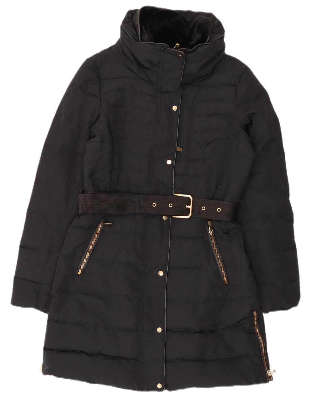 Casaco acolchoado feminino Zara UK 14 médio preto