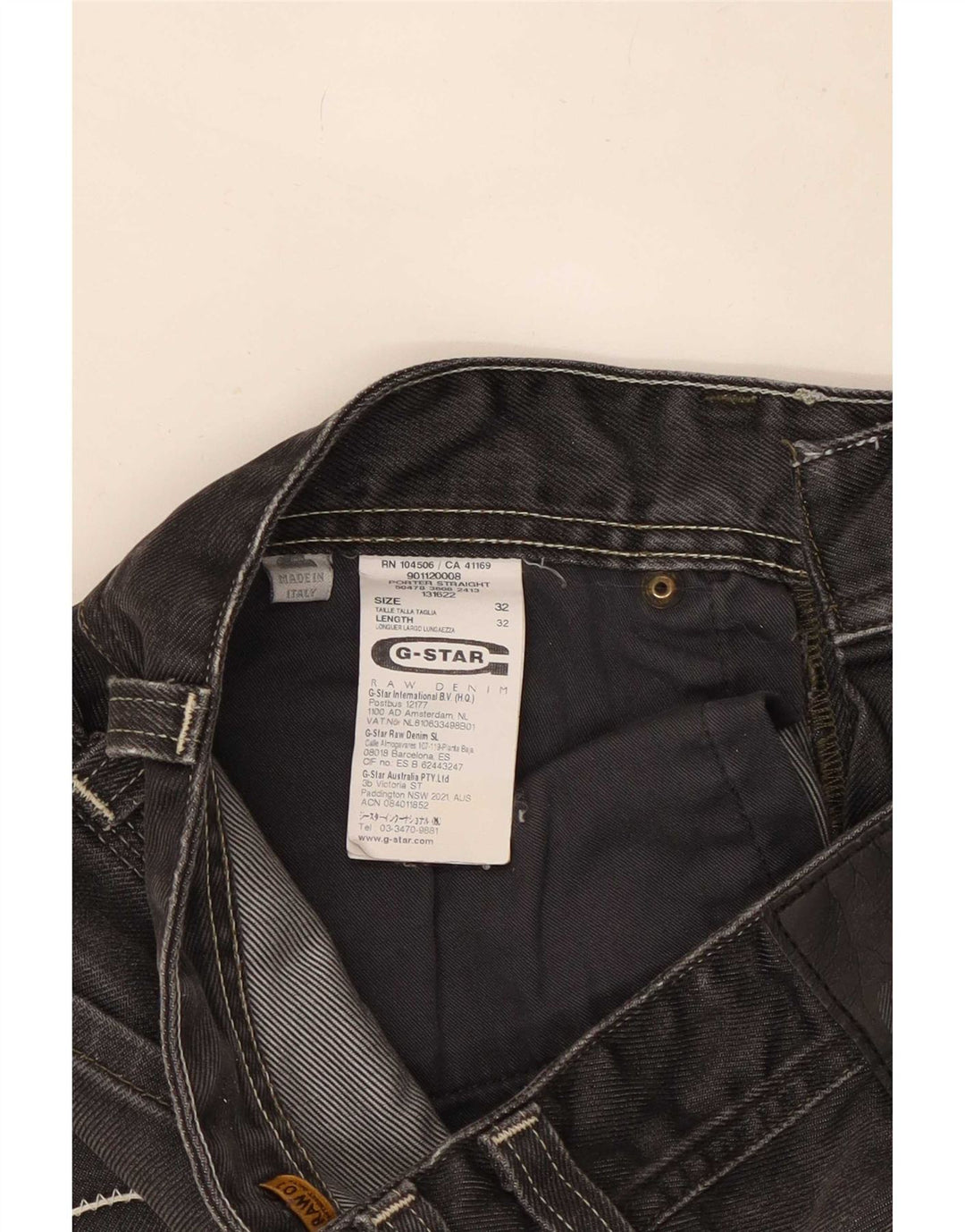 Jeans retos masculinos G-Star W32 L32 algodão preto