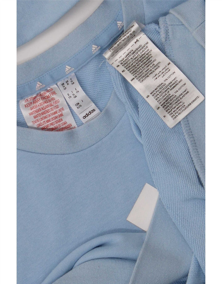 Adidas Meninos Graphic Sweatshirt Jumper 15-16 Anos Azul Algodão