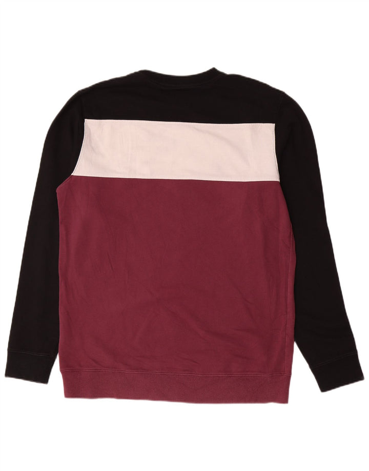 Vans Mens Graphic Moletom Jumper Médio Borgonha Colourblock Algodão