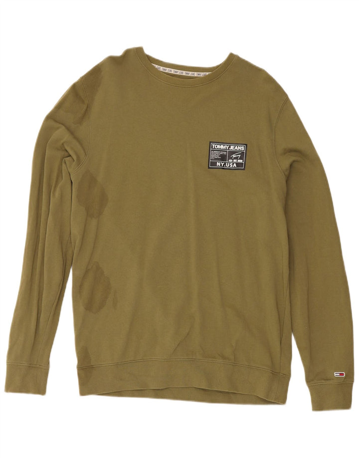 Tommy Hilfiger moletom masculino jumper grande algodão cáqui