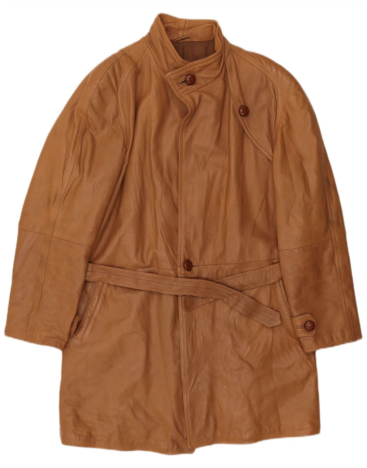 Casaco de couro masculino vintage IT 52 XL couro marrom