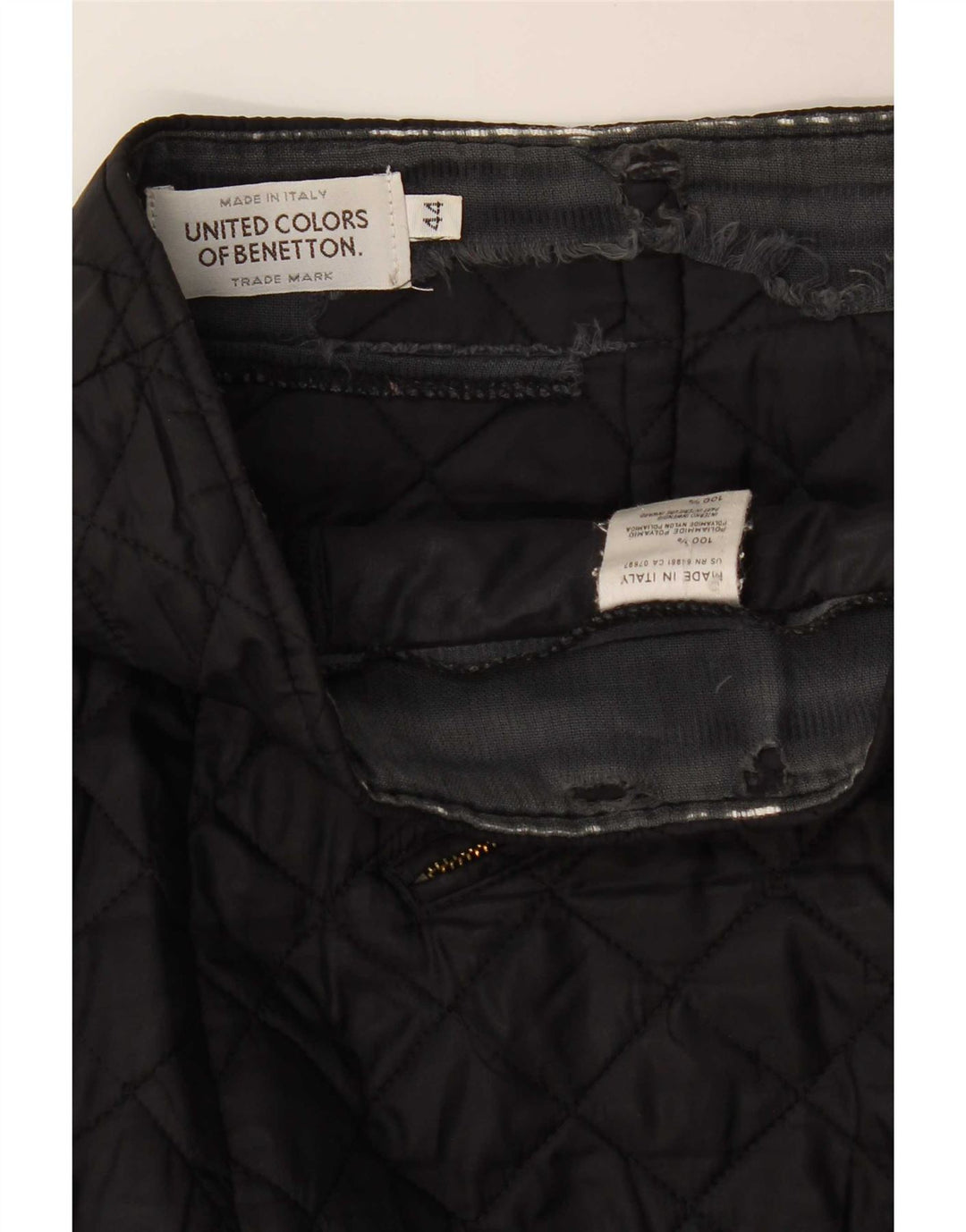 Benetton mini saia acolchoada feminina IT 44 médio W30 poliamida preta