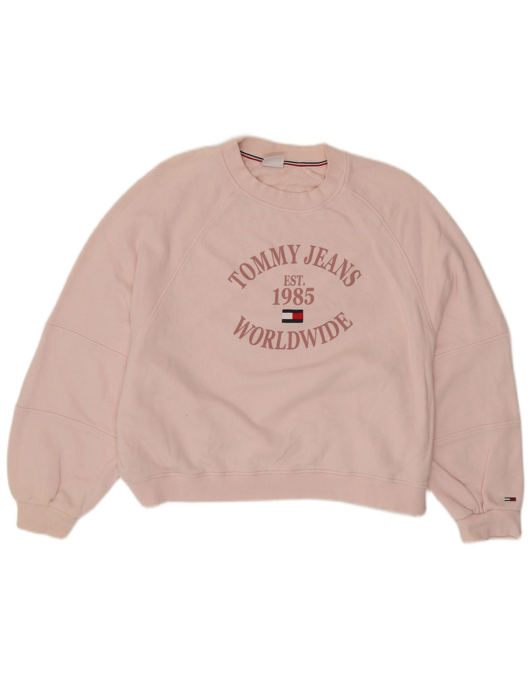 TOMMY HILFIGER moletom feminino oversized gráfico jumper UK 20 2XL rosa