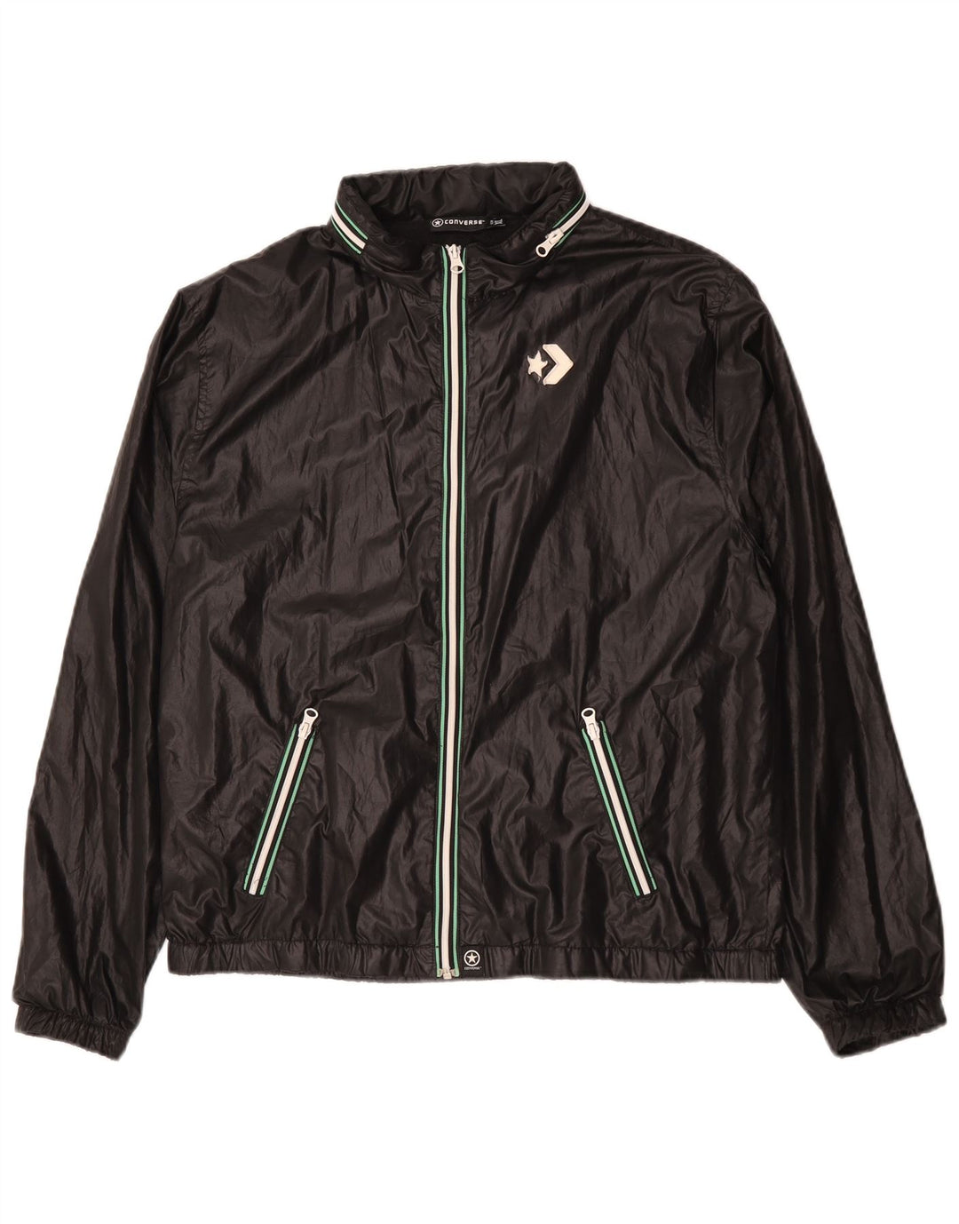 Jaqueta corta-vento masculina Converse UK 42 XL poliéster preto
