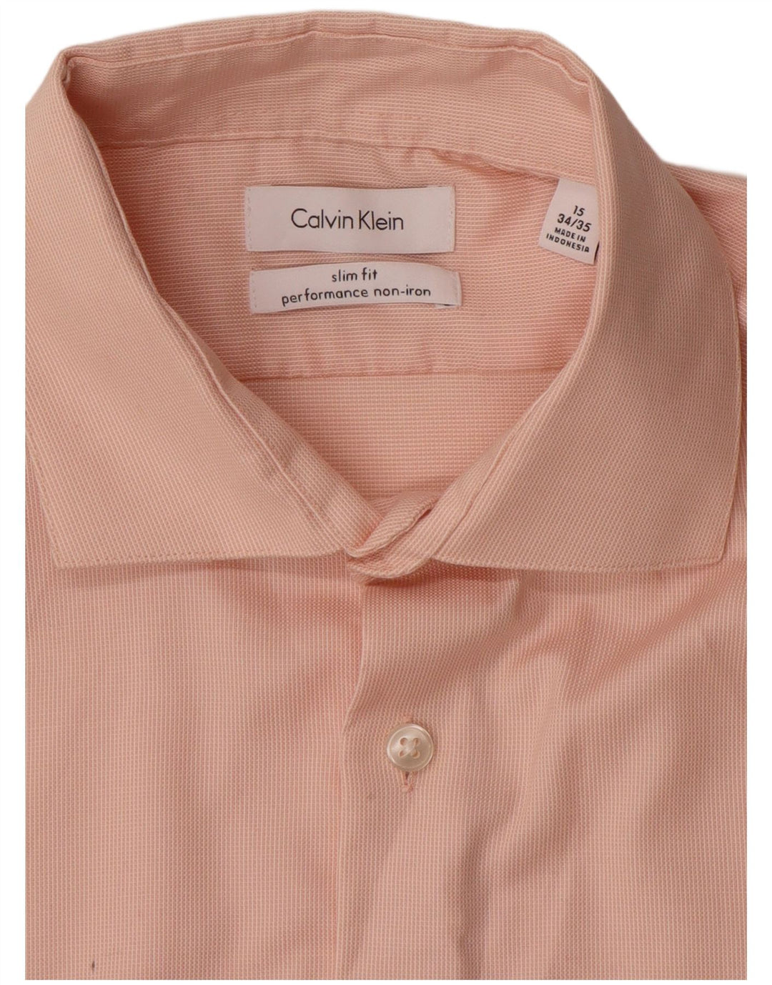 Camisa masculina CALVIN KLEIN Slim Fit tamanho 15 algodão rosa médio