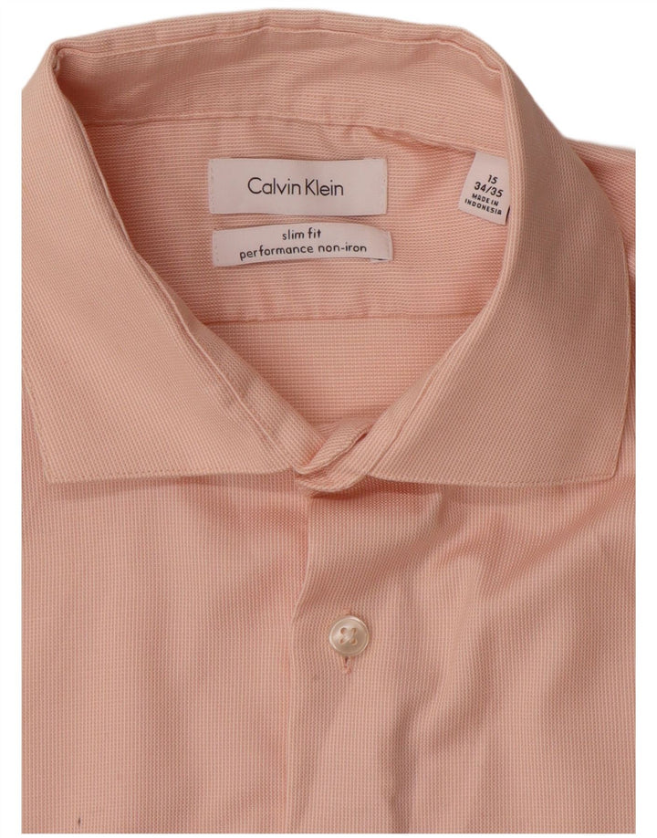 Camisa masculina CALVIN KLEIN Slim Fit tamanho 15 algodão rosa médio