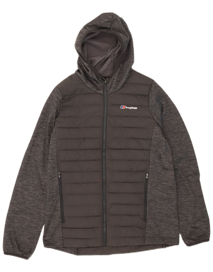Jaqueta acolchoada com capuz para meninos Berghaus 14-15 anos cinza colorblock poliéster