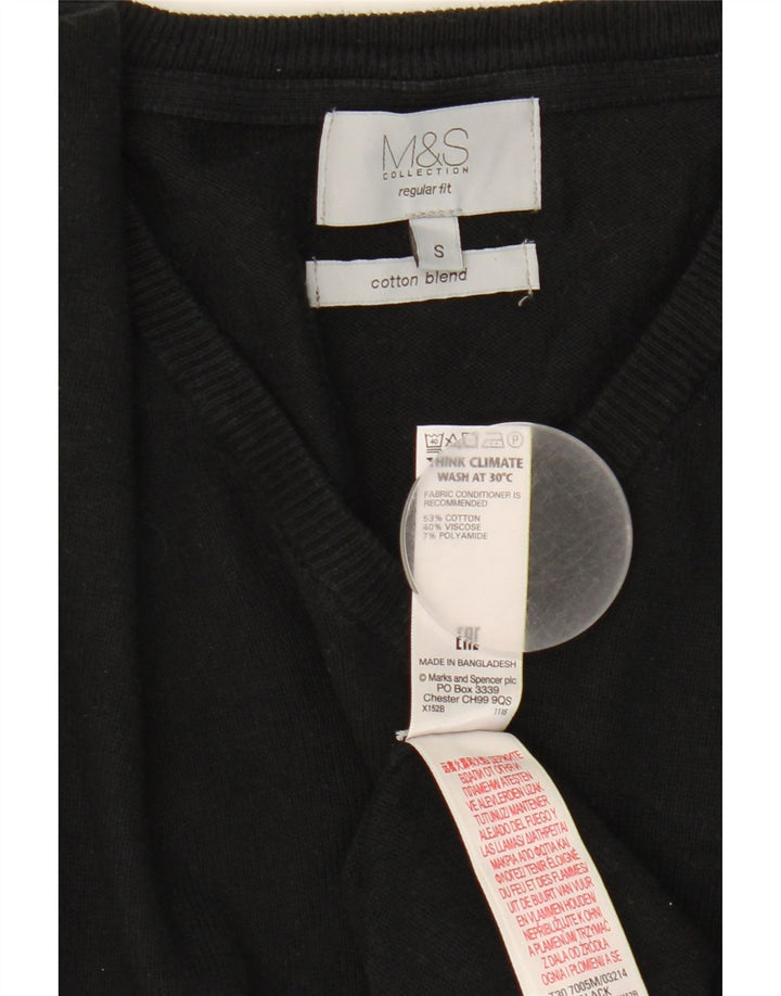 Suéter feminino Marks & Spencer Regular Fit com decote em V Reino Unido 10 pequeno preto